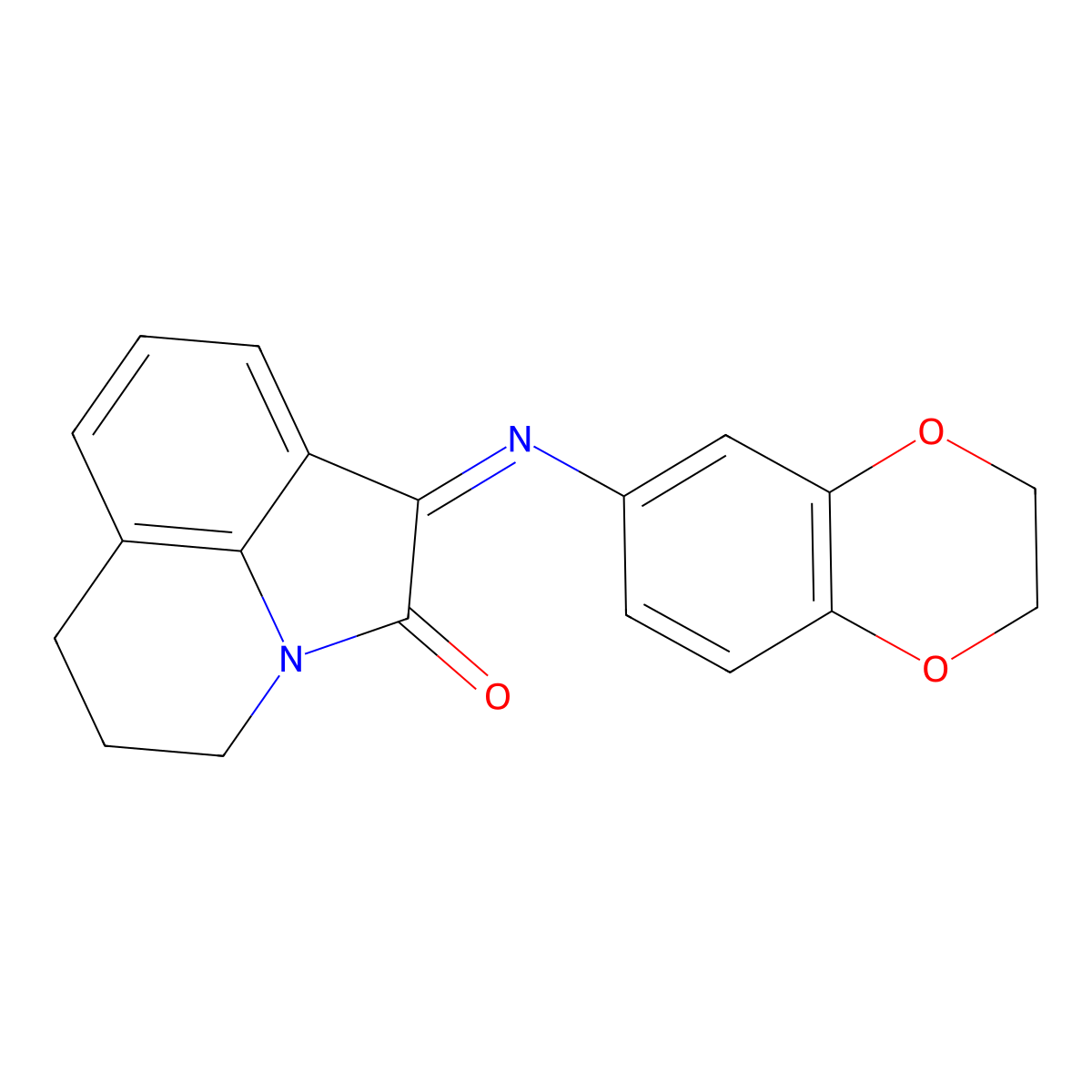 (1E)-1-(2,3-dihydro-1,4-benzodioxin-6-ylimino)-5,6-dihydro-4H-pyrrolo[3,2,1-ij]quinolin-2(1H)-one molecular structure, CAS 774559-96-5