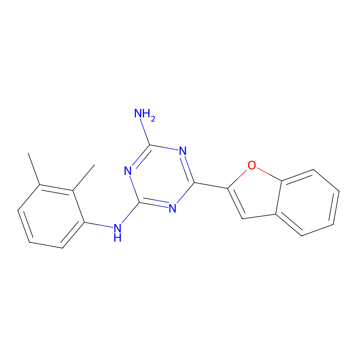 6-(1-benzofuran-2-yl)-N-(2,3-dimethylphenyl)-1,3,5-triazine-2,4-diamine molecular structure, CAS 774560-10-0