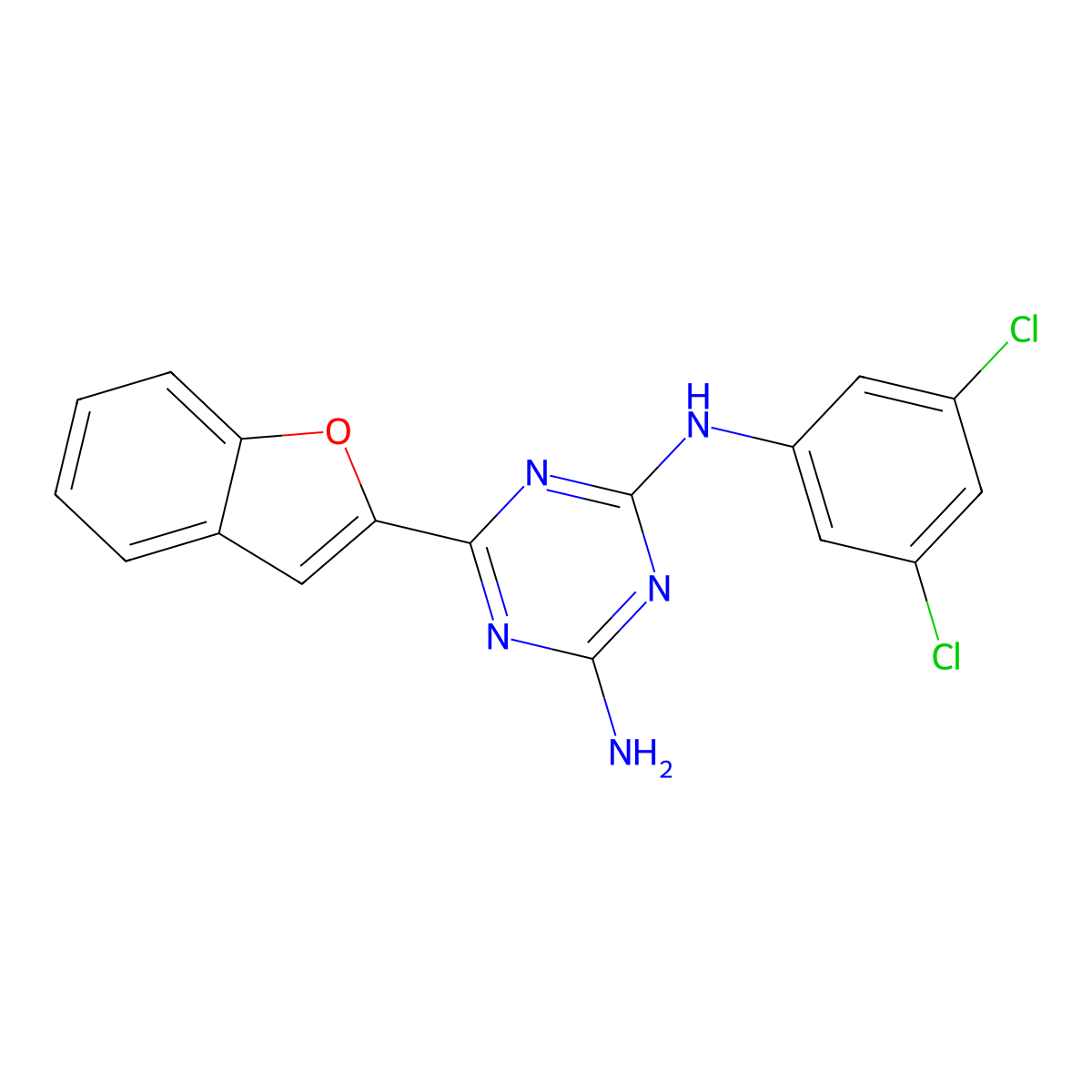 6-(1-benzofuran-2-yl)-N-(3,5-dichlorophenyl)-1,3,5-triazine-2,4-diamine molecular structure, CAS 774560-12-2