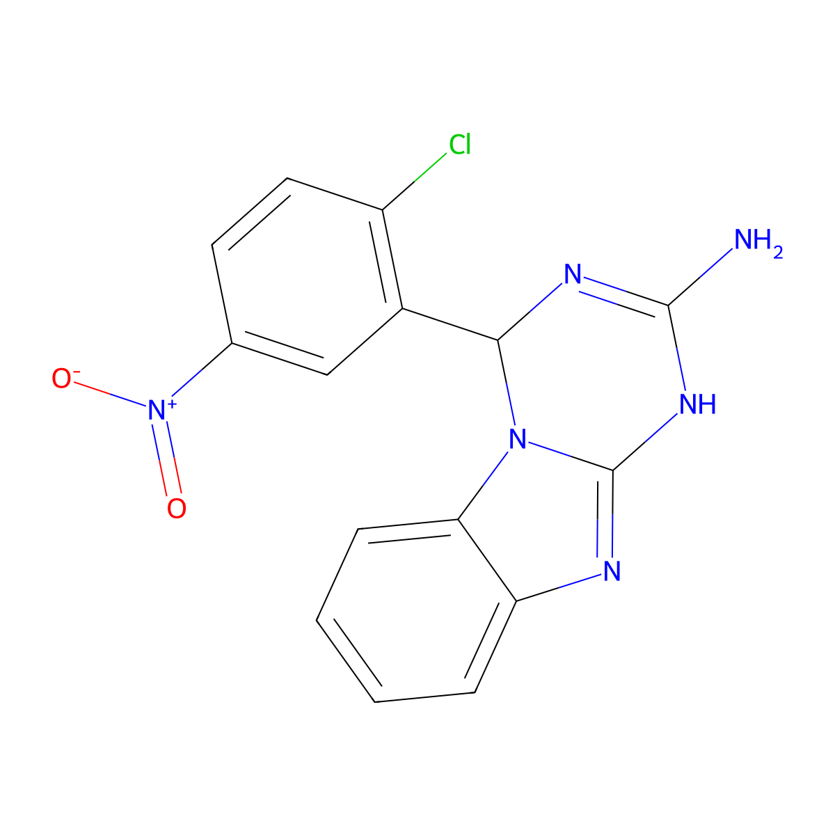 4-(2-Chloro-5-nitrophenyl)-1,4-dihydro[1,3,5]triazino[1,2-a]benzimidazol-2-amine molecular structure, CAS 774560-40-6