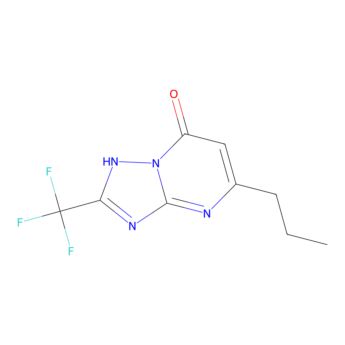 5-Propyl-2-(trifluoromethyl)[1,2,4]triazolo[1,5-a]pyrimidin-7-ol molecular structure, CAS 774560-65-5