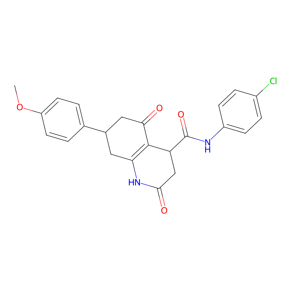 N-(4-chlorophenyl)-7-(4-methoxyphenyl)-2,5-dioxo-1,2,3,4,5,6,7,8-octahydroquinoline-4-carboxamide molecular structure, CAS 774560-73-5