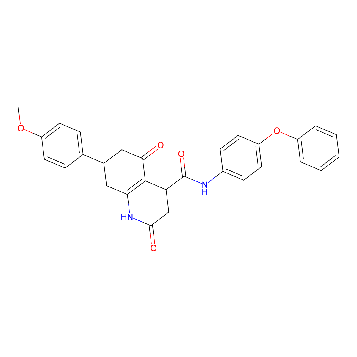 7-(4-methoxyphenyl)-2,5-dioxo-N-(4-phenoxyphenyl)-1,2,3,4,5,6,7,8-octahydroquinoline-4-carboxamide molecular structure, CAS 774560-74-6