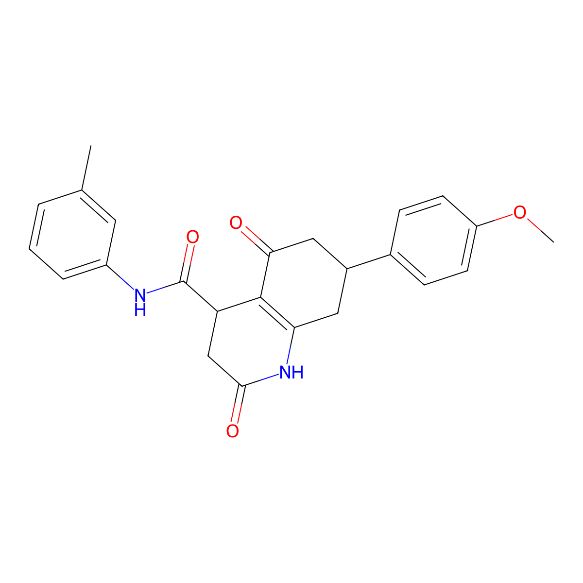7-(4-methoxyphenyl)-N-(3-methylphenyl)-2,5-dioxo-1,2,3,4,5,6,7,8-octahydroquinoline-4-carboxamide molecular structure, CAS 774560-75-7