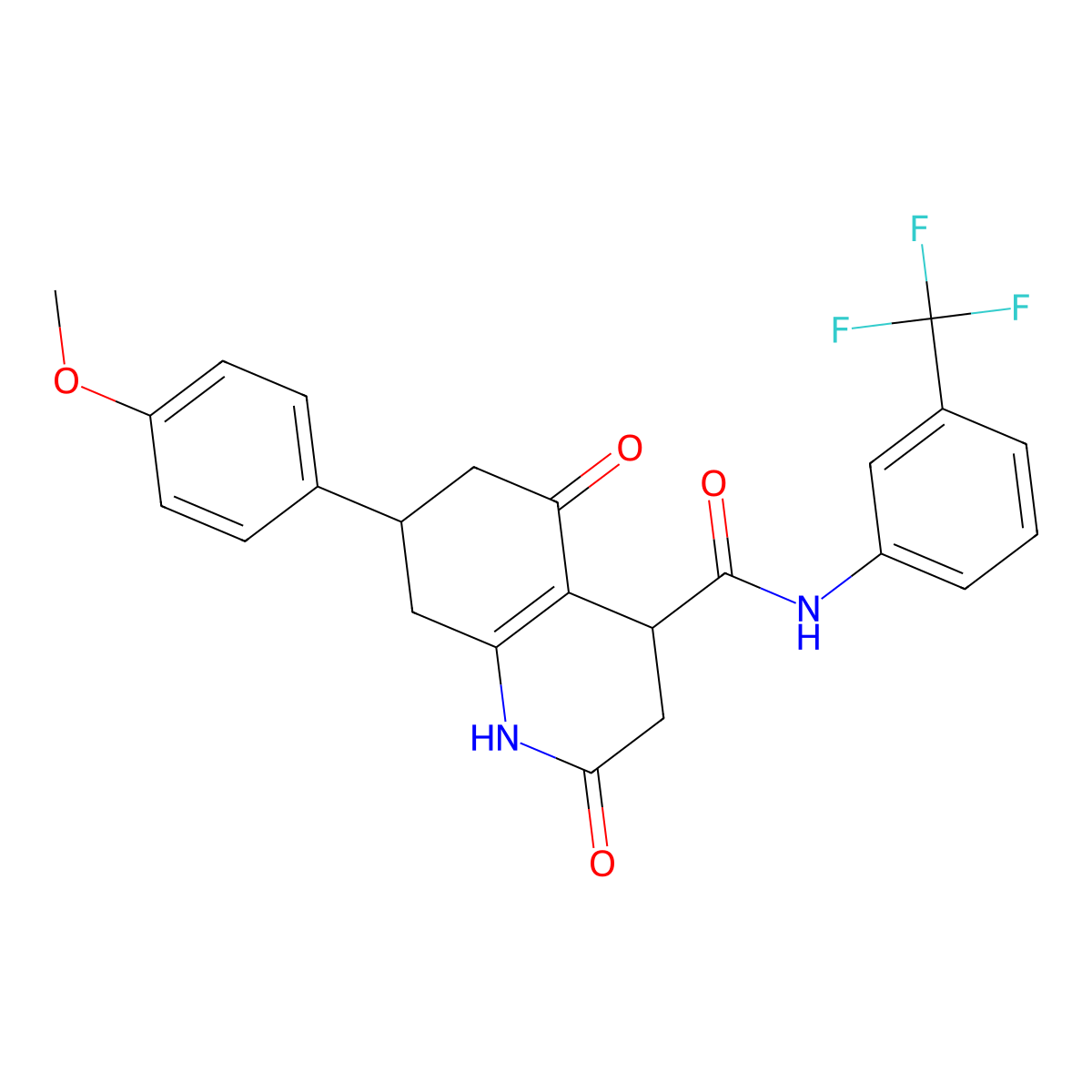 7-(4-methoxyphenyl)-2,5-dioxo-N-[3-(trifluoromethyl)phenyl]-1,2,3,4,5,6,7,8-octahydroquinoline-4-carboxamide molecular structure, CAS 774560-76-8