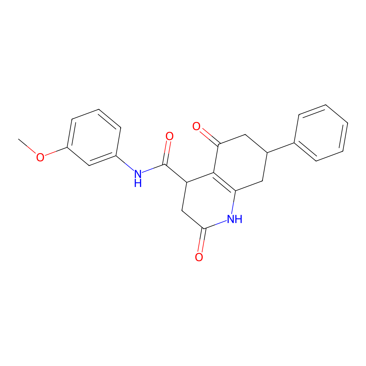 2-hydroxy-N-(3-methoxyphenyl)-5-oxo-7-phenyl-3,4,5,6,7,8-hexahydroquinoline-4-carboxamide molecular structure, CAS 774560-78-0