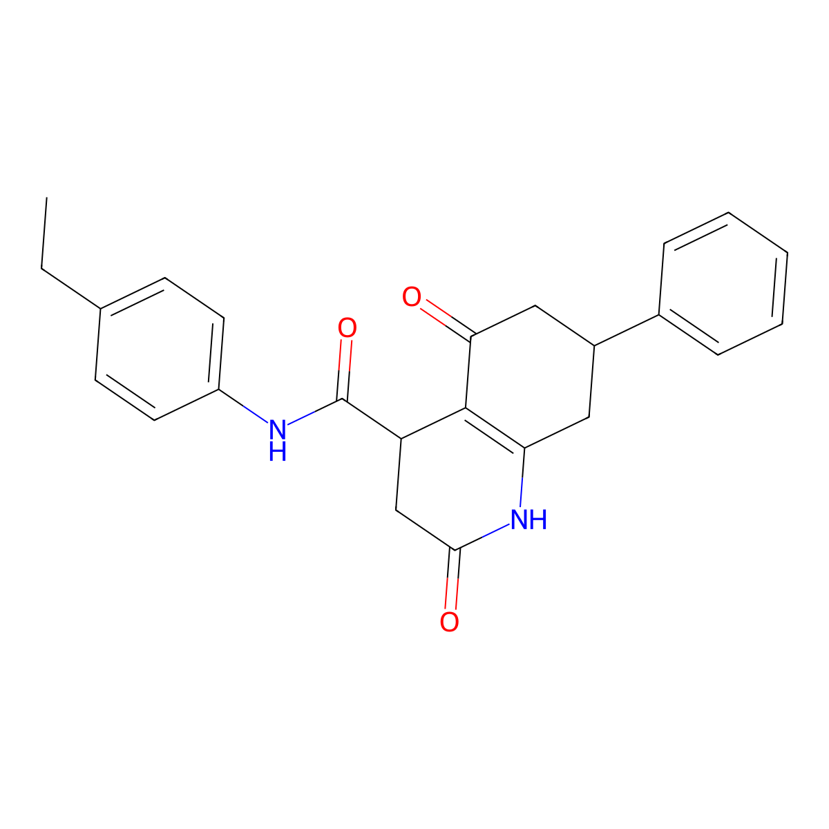 N-(4-ethylphenyl)-2,5-dioxo-7-phenyl-1,2,3,4,5,6,7,8-octahydroquinoline-4-carboxamide molecular structure, CAS 774560-80-4