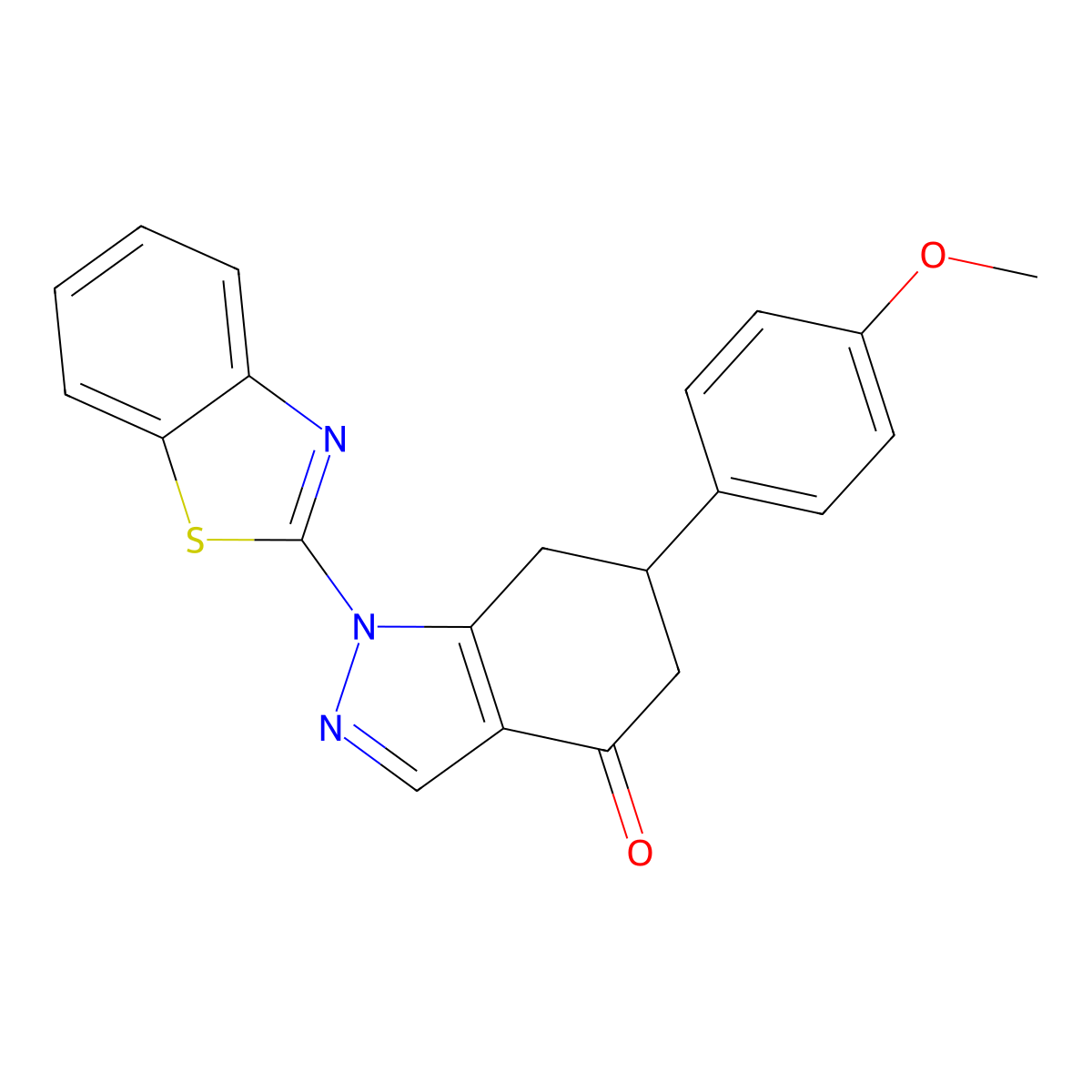 1-(1,3-benzothiazol-2-yl)-6-(4-methoxyphenyl)-1,5,6,7-tetrahydro-4H-indazol-4-one molecular structure, CAS 774561-05-6