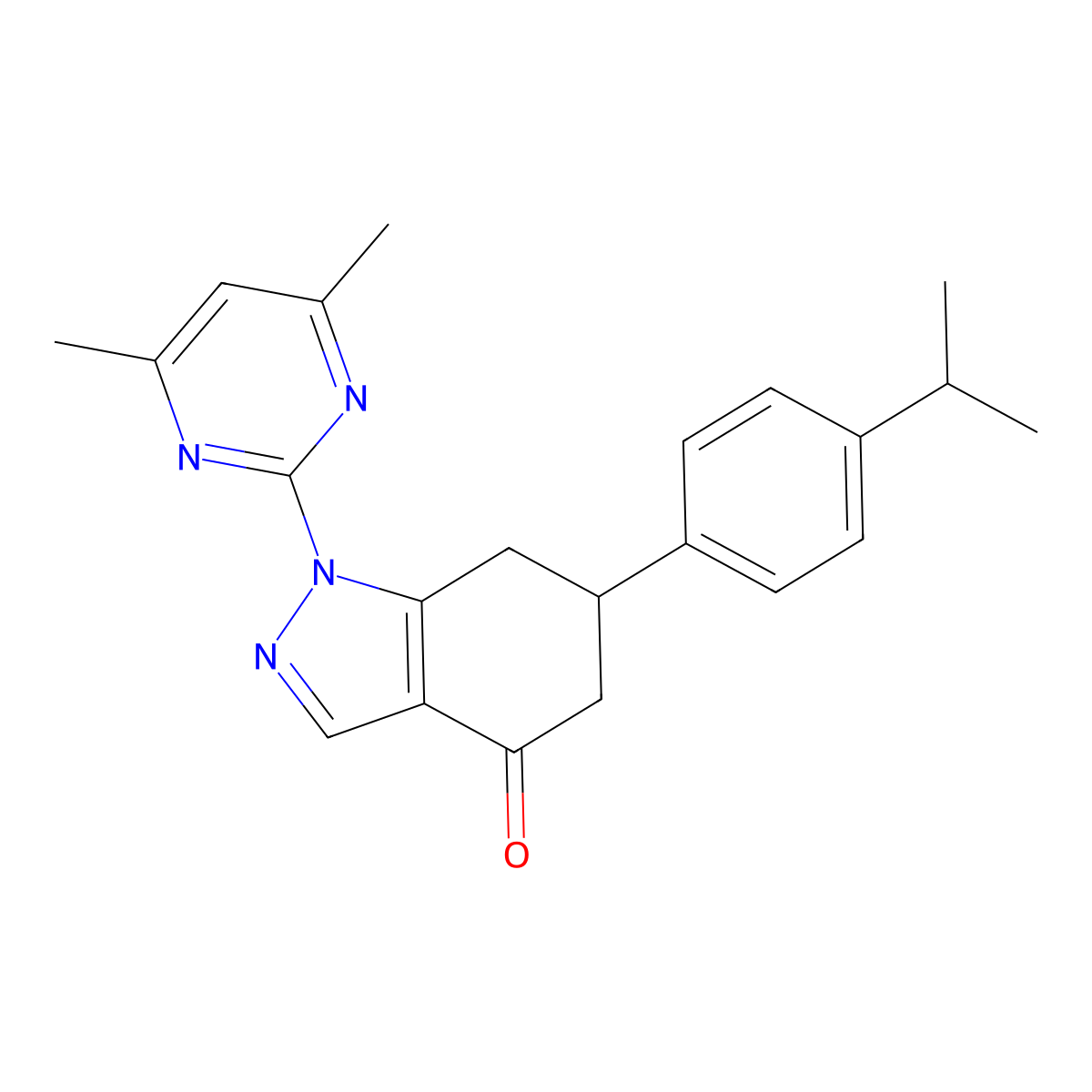 1-(4,6-dimethylpyrimidin-2-yl)-6-(4-propan-2-ylphenyl)-6,7-dihydro-5H-indazol-4-one molecular structure, CAS 774561-08-9