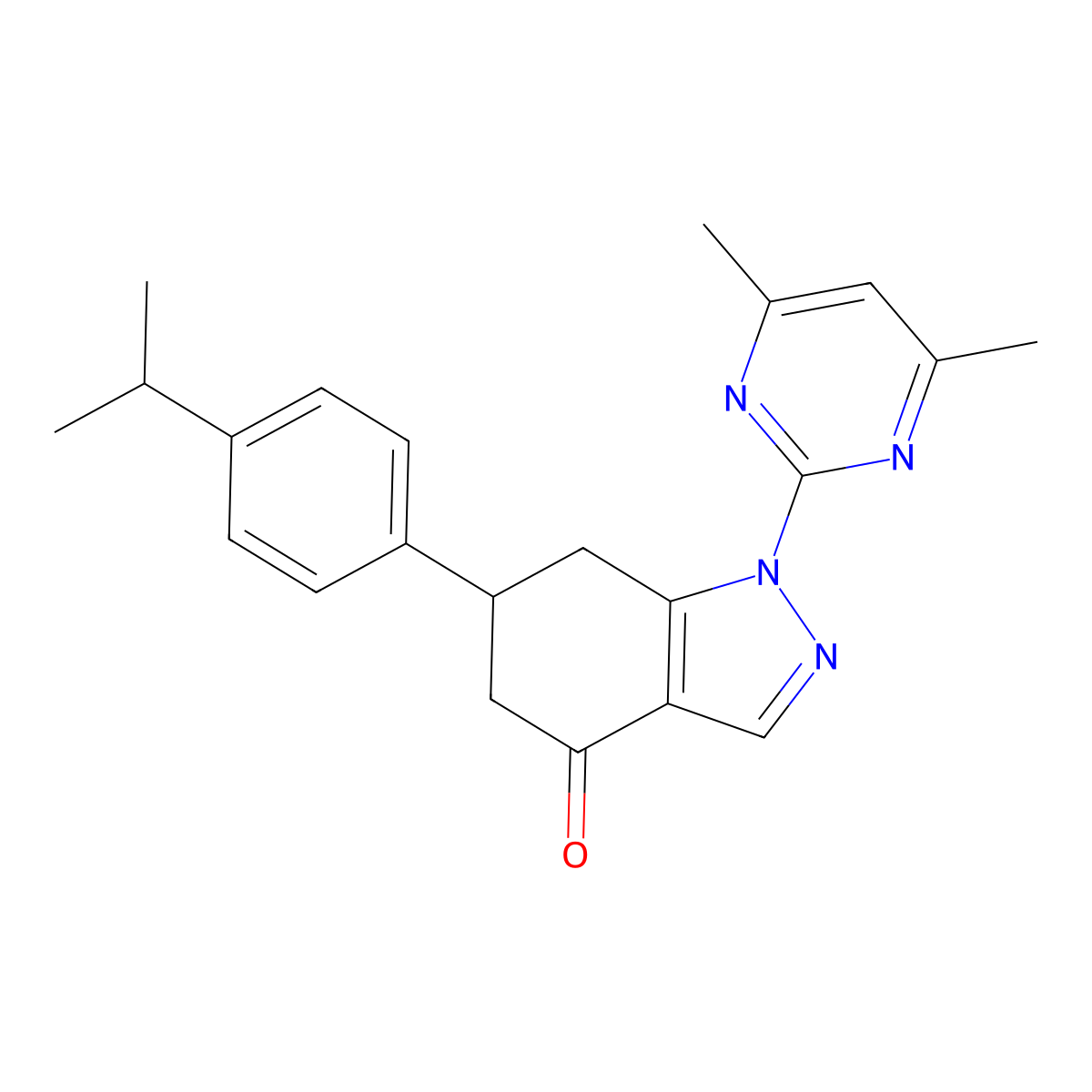 1-(4,6-dimethylpyrimidin-2-yl)-6-(4-propan-2-ylphenyl)-6,7-dihydro-5H-indazol-4-one molecular structure, CAS 774561-08-9