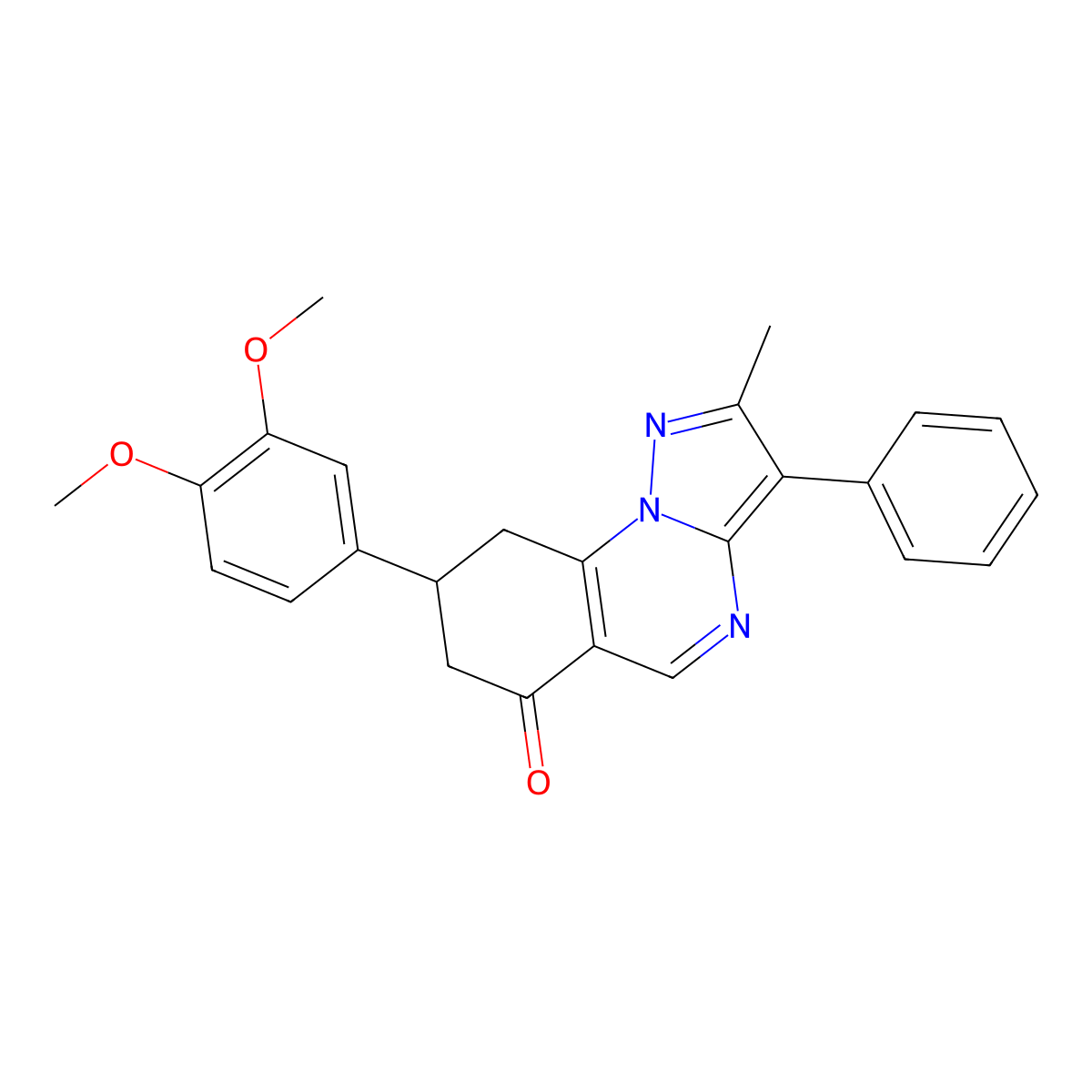 8-(3,4-dimethoxyphenyl)-2-methyl-3-phenyl-8,9-dihydropyrazolo[1,5-a]quinazolin-6(7H)-one molecular structure, CAS 774561-22-7