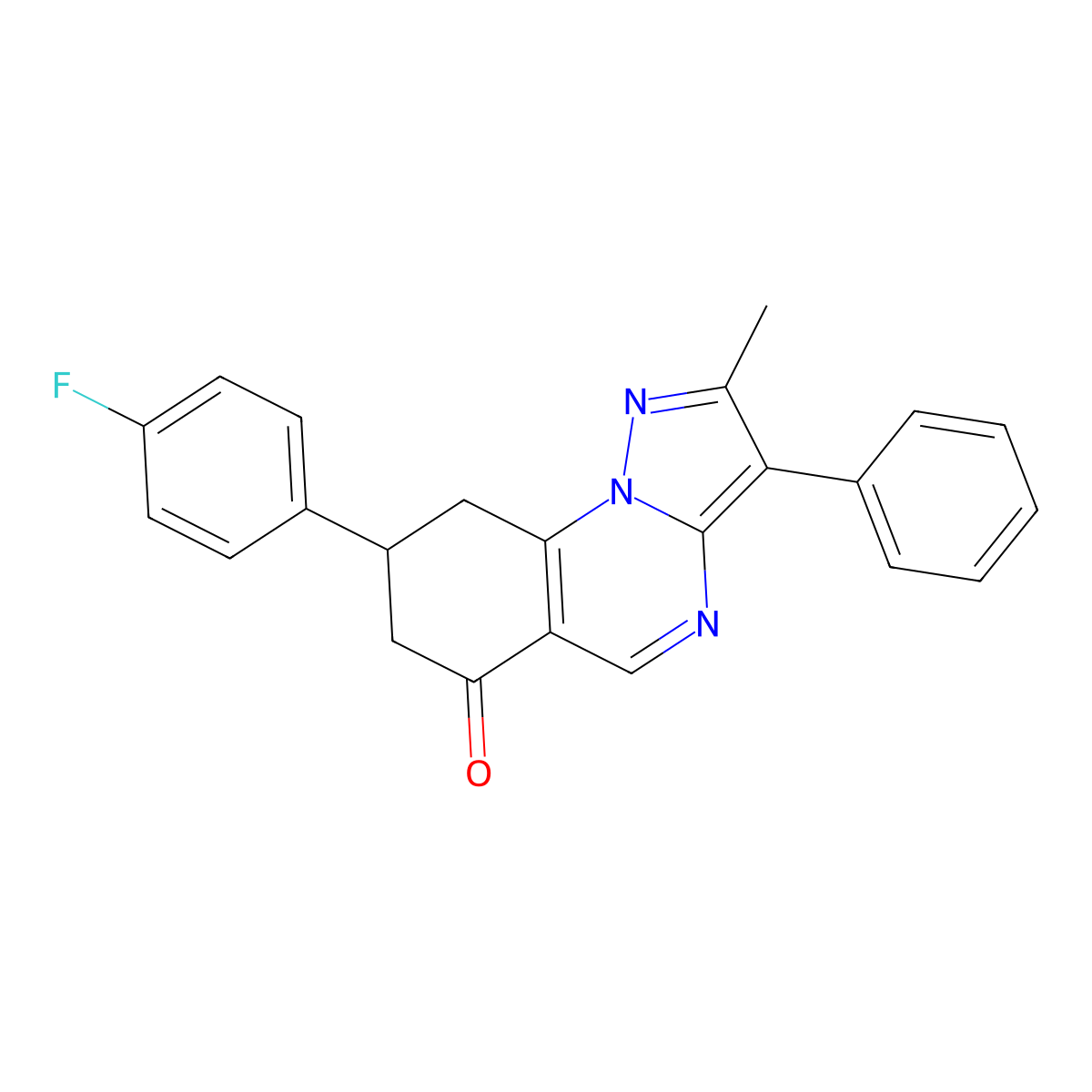 8-(4-fluorophenyl)-2-methyl-3-phenyl-8,9-dihydropyrazolo[1,5-a]quinazolin-6(7H)-one molecular structure, CAS 774561-25-0