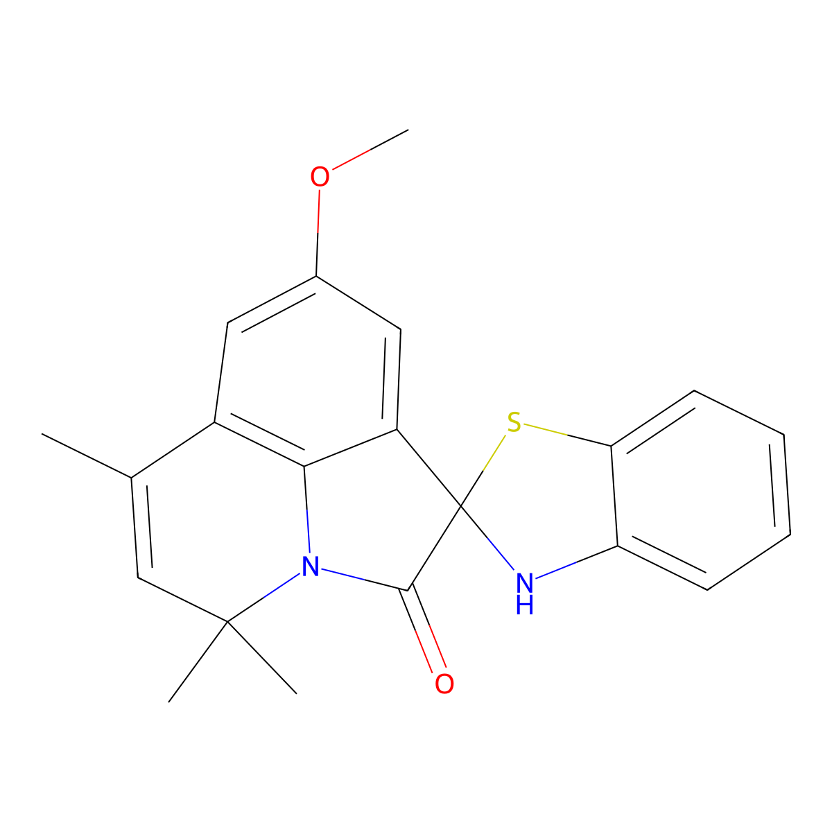 8'-methoxy-4',4',6'-trimethyl-3H,4'H-spiro[1,3-benzothiazole-2,1'-pyrrolo[3,2,1-ij]quinolin]-2'-one molecular structure, CAS 774561-51-2