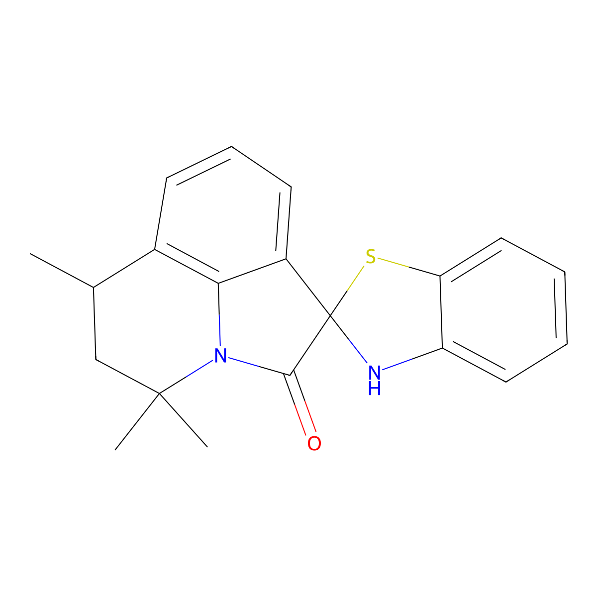 4',4',6'-trimethyl-5',6'-dihydro-3H,4'H-spiro[1,3-benzothiazole-2,1'-pyrrolo[3,2,1-ij]quinolin]-2'-one molecular structure, CAS 774561-52-3