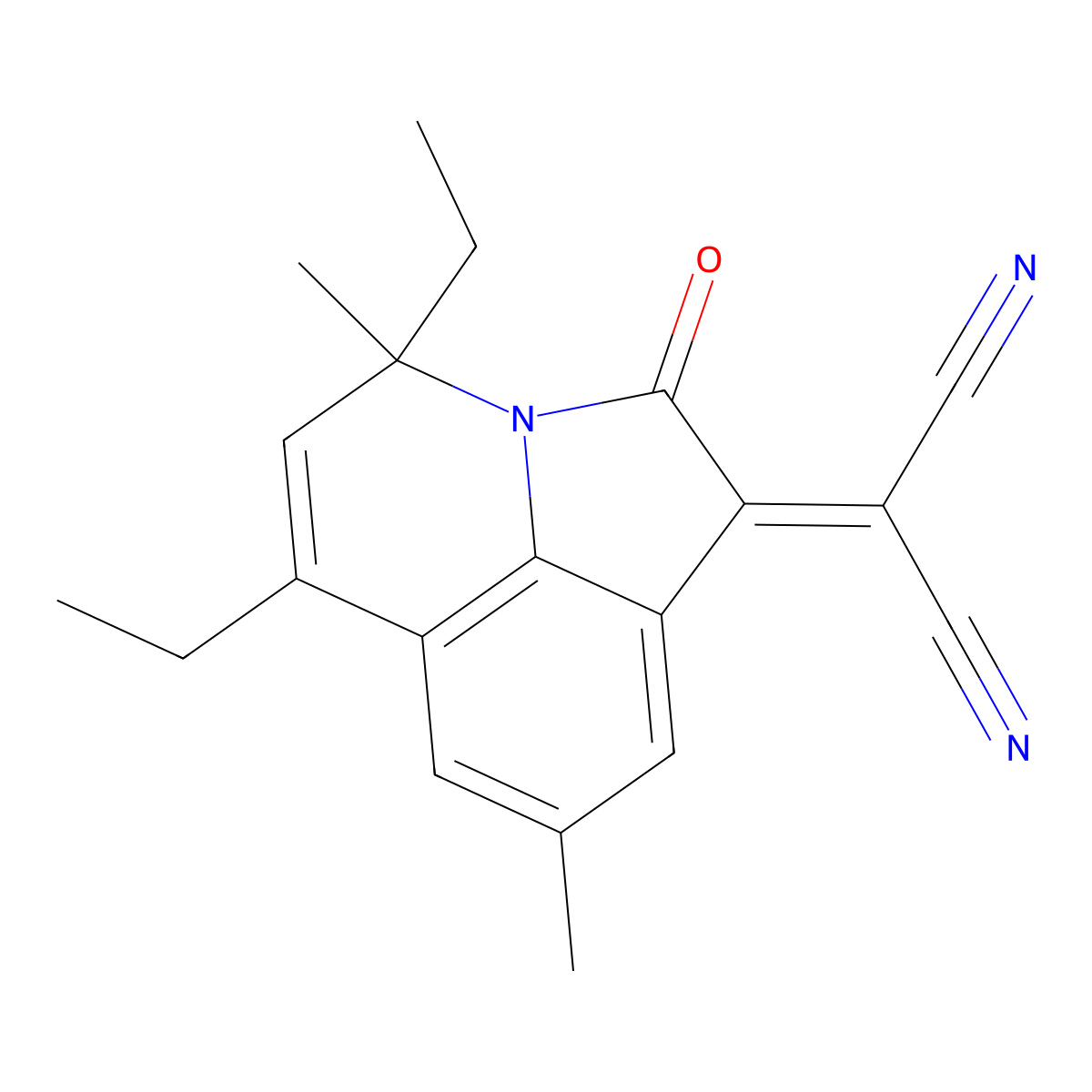 (4,6-diethyl-4,8-dimethyl-2-oxo-4H-pyrrolo[3,2,1-ij]quinolin-1(2H)-ylidene)malononitrile molecular structure, CAS 774561-61-4