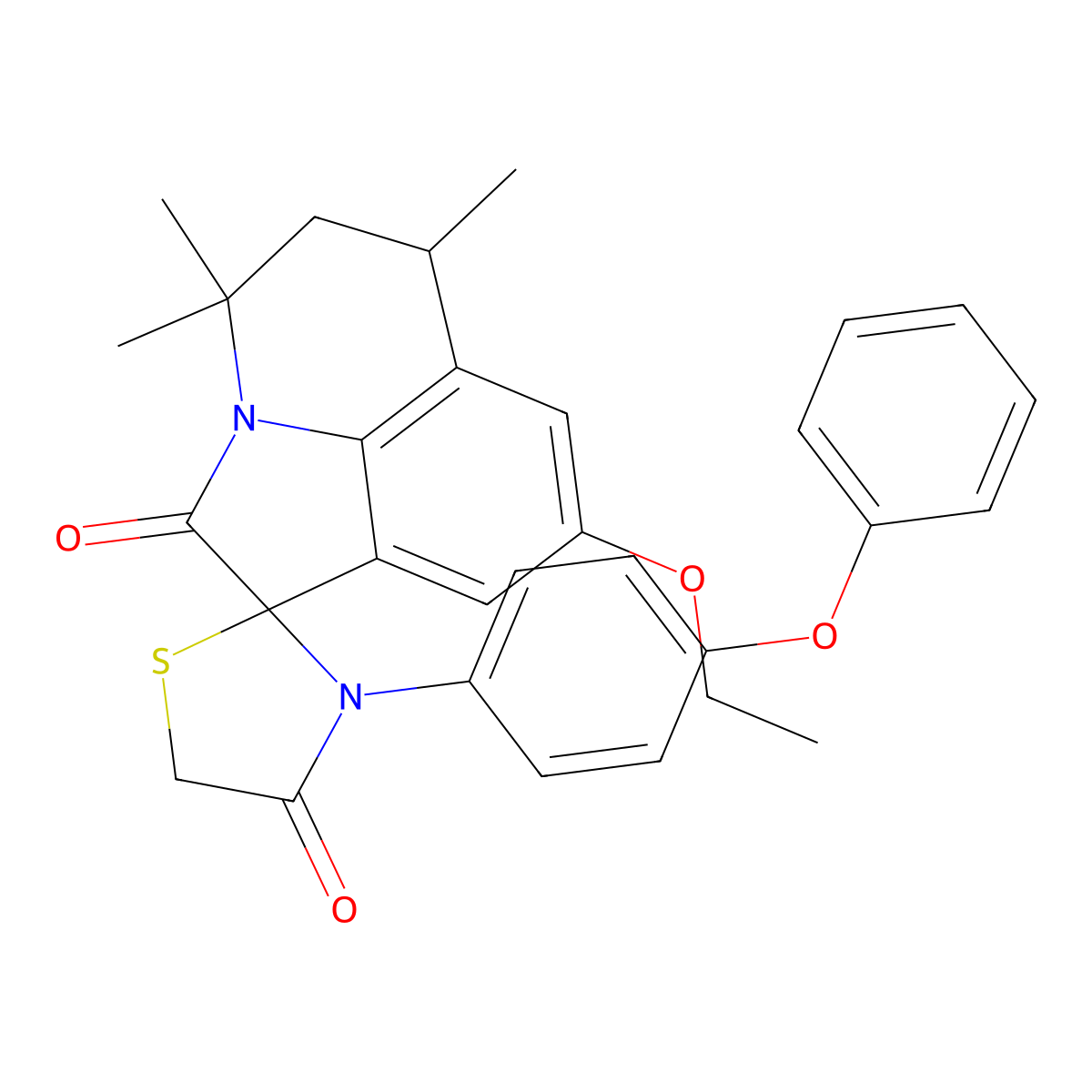 8-ethoxy-4,4,6-trimethyl-3'-(4-phenoxyphenyl)-5,6-dihydro-4H,4'H-spiro[pyrrolo[3,2,1-ij]quinoline-1,2'-[1,3]thiazolidine]-2,4'-dione molecular structure, CAS 774561-68-1
