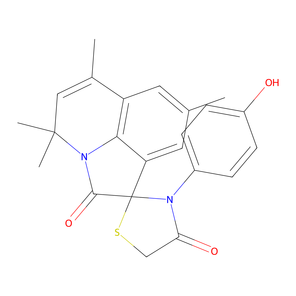 3'-(4-hydroxyphenyl)-4,4,6,8-tetramethyl-4H,4'H-spiro[pyrrolo[3,2,1-ij]quinoline-1,2'-[1,3]thiazolidine]-2,4'-dione molecular structure, CAS 774561-72-7