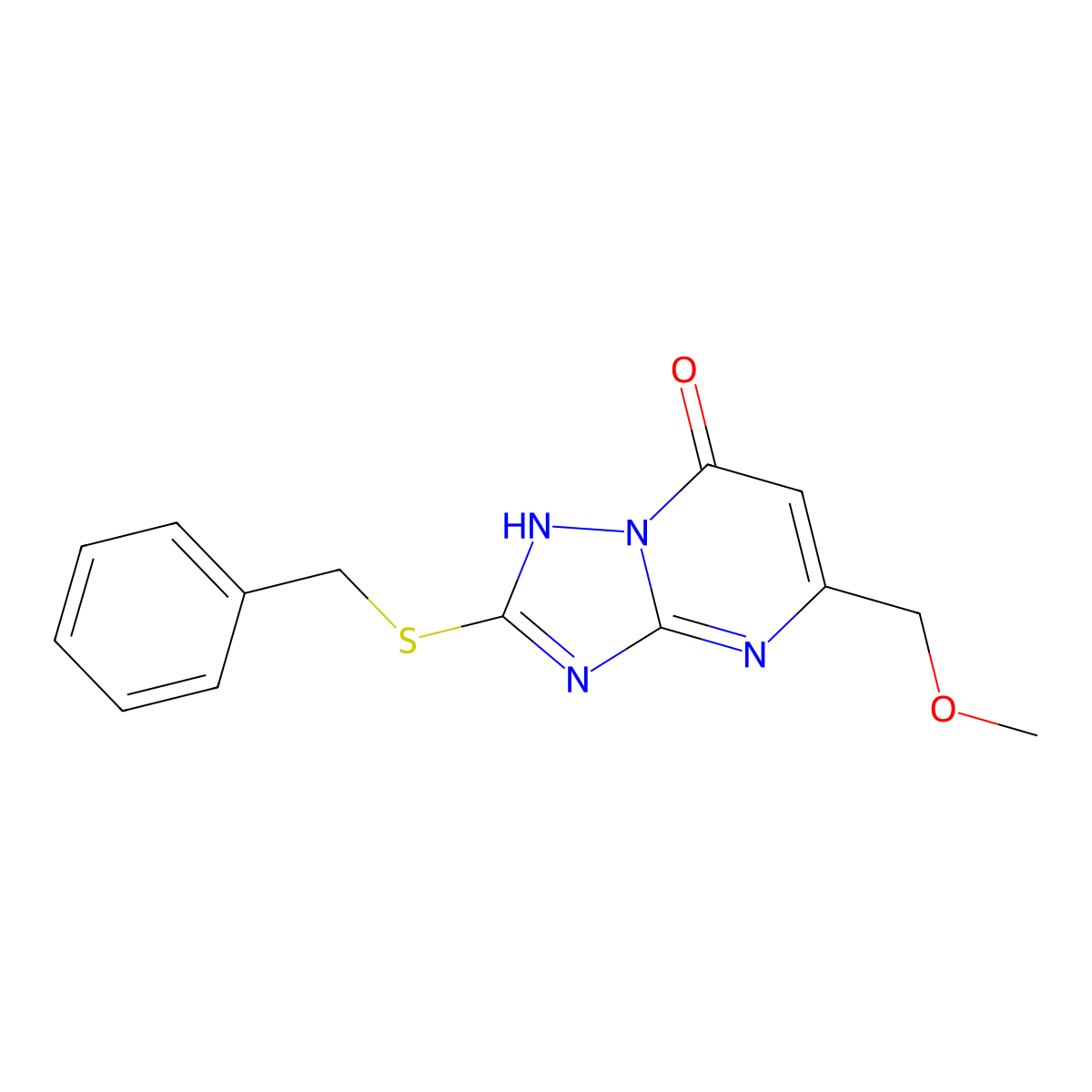 2-Benzylsulfanyl-5-methoxymethyl-4H-[1,2,4]triazolo[1,5-a]pyrimidin-7-one molecular structure, CAS 774561-87-4