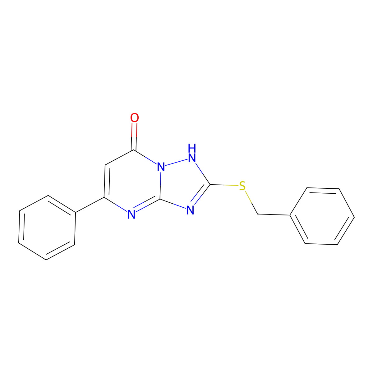 2-benzylsulfanyl-5-phenyl-1H-[1,2,4]triazolo[1,5-a]pyrimidin-7-one molecular structure, CAS 774561-89-6