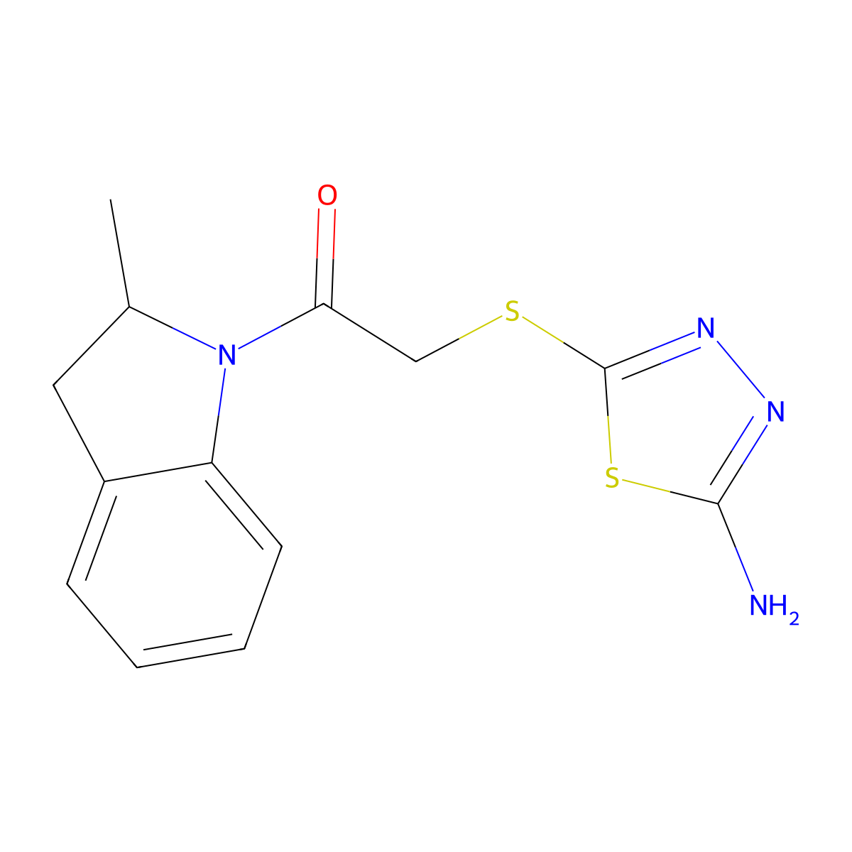 2-[(5-amino-1,3,4-thiadiazol-2-yl)sulfanyl]-1-(2-methyl-2,3-dihydro-1H-indol-1-yl)ethanone molecular structure, CAS 774561-96-5