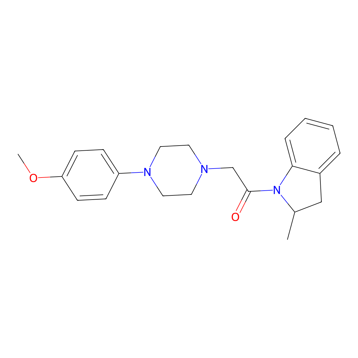 2-[4-(4-Methoxyphenyl)piperazin-1-yl]-1-(2-methyl-2,3-dihydroindol-1-yl)ethanone molecular structure, CAS 774562-06-0
