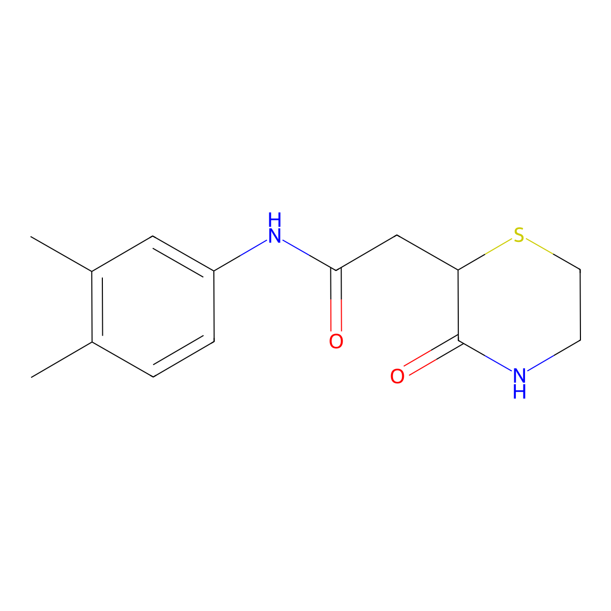 N-(3,4-dimethylphenyl)-2-(3-oxothiomorpholin-2-yl)acetamide molecular structure, CAS 774562-19-5