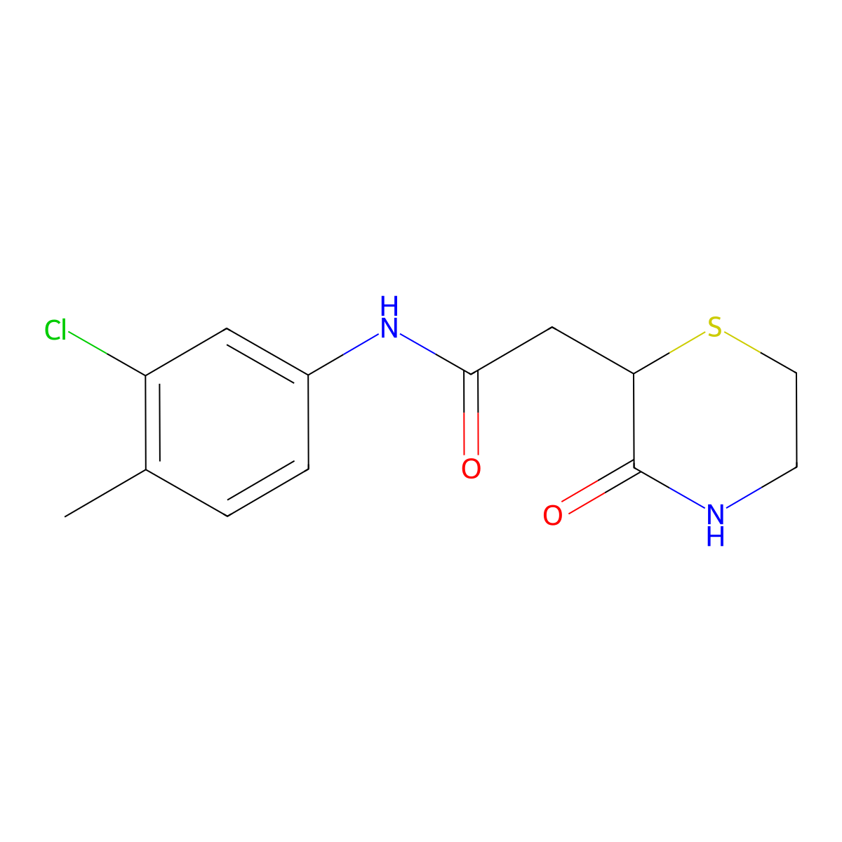 N-(3-chloro-4-methylphenyl)-2-(3-oxothiomorpholin-2-yl)acetamide molecular structure, CAS 774562-21-9