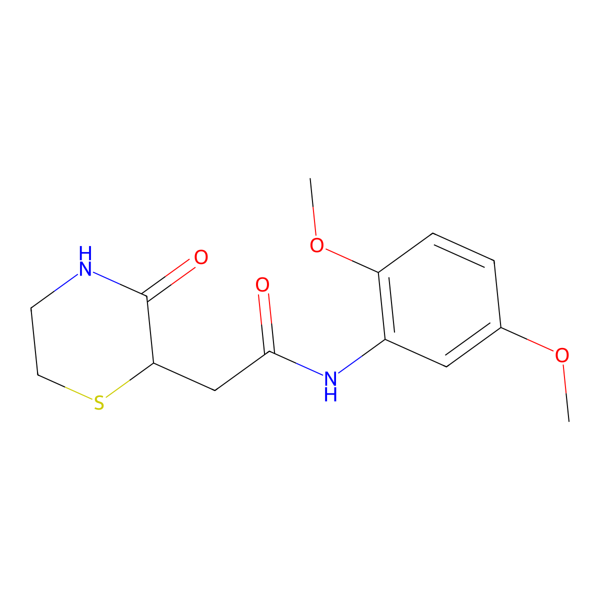 N-(2,5-dimethoxyphenyl)-2-(3-oxothiomorpholin-2-yl)acetamide molecular structure, CAS 774562-25-3