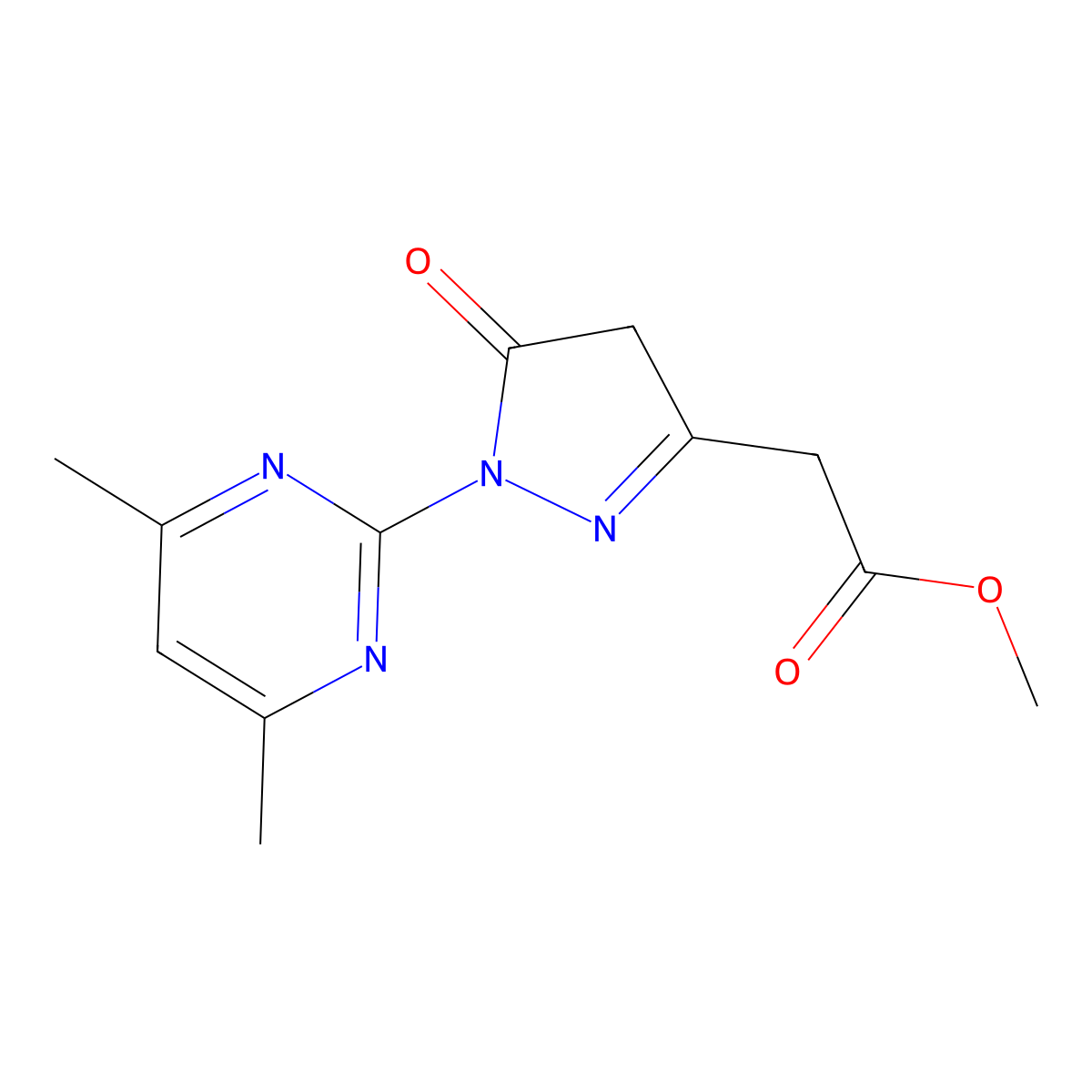 methyl [1-(4,6-dimethylpyrimidin-2-yl)-5-oxo-4,5-dihydro-1H-pyrazol-3-yl]acetate molecular structure, CAS 774562-27-5