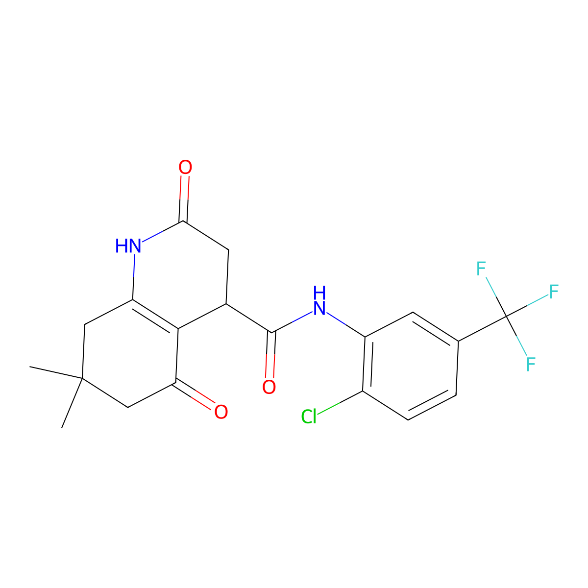 N-[2-chloro-5-(trifluoromethyl)phenyl]-7,7-dimethyl-2,5-dioxo-1,2,3,4,5,6,7,8-octahydroquinoline-4-carboxamide molecular structure, CAS 774562-59-3
