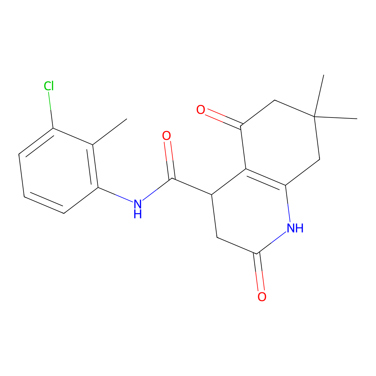 N-(3-chloro-2-methylphenyl)-7,7-dimethyl-2,5-dioxo-1,2,3,4,5,6,7,8-octahydroquinoline-4-carboxamide molecular structure, CAS 774562-60-6
