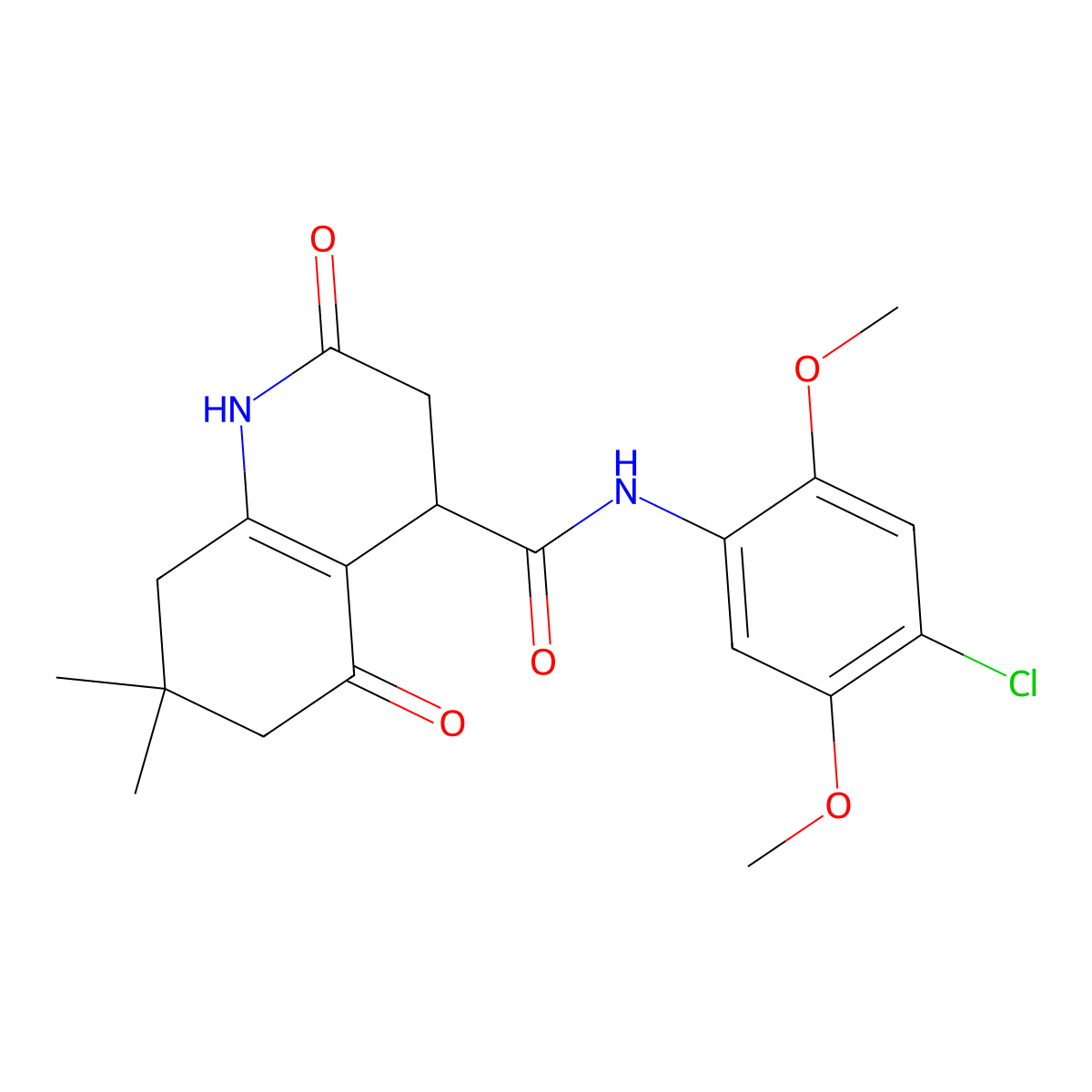 N-(4-chloro-2,5-dimethoxyphenyl)-7,7-dimethyl-2,5-dioxo-1,2,3,4,5,6,7,8-octahydroquinoline-4-carboxamide molecular structure, CAS 774562-61-7