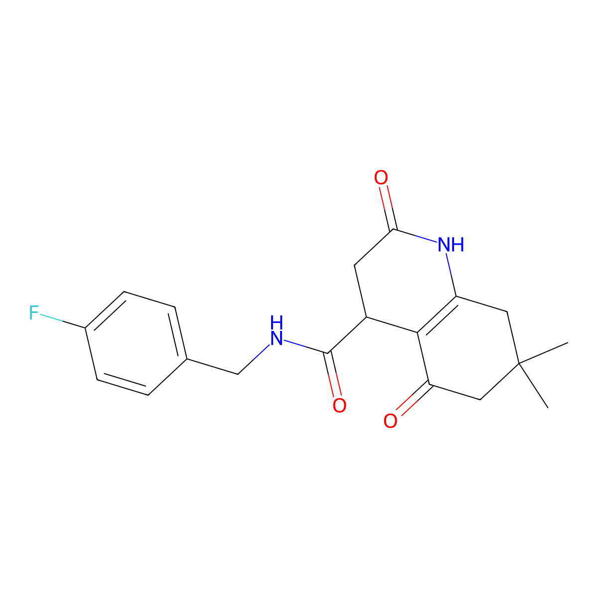 N-(4-fluorobenzyl)-7,7-dimethyl-2,5-dioxo-1,2,3,4,5,6,7,8-octahydroquinoline-4-carboxamide molecular structure, CAS 774562-75-3