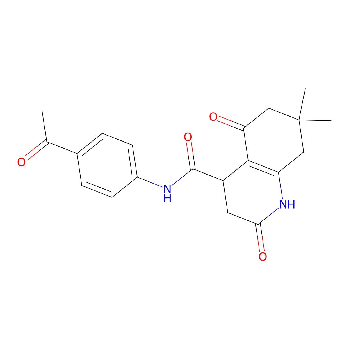 N-(4-acetylphenyl)-7,7-dimethyl-2,5-dioxo-1,2,3,4,5,6,7,8-octahydroquinoline-4-carboxamide molecular structure, CAS 774562-77-5