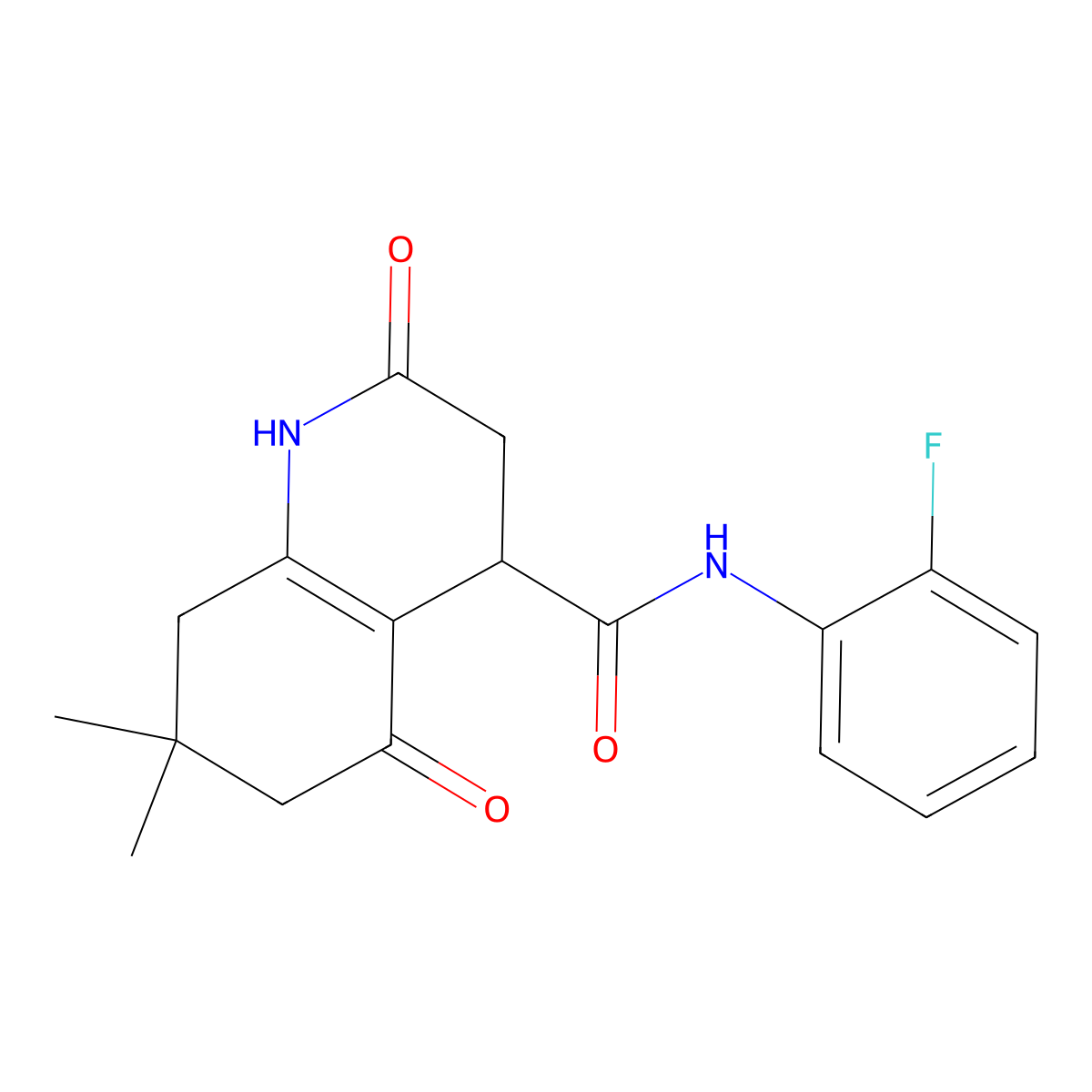 N-(2-fluorophenyl)-7,7-dimethyl-2,5-dioxo-1,2,3,4,5,6,7,8-octahydroquinoline-4-carboxamide molecular structure, CAS 774562-79-7