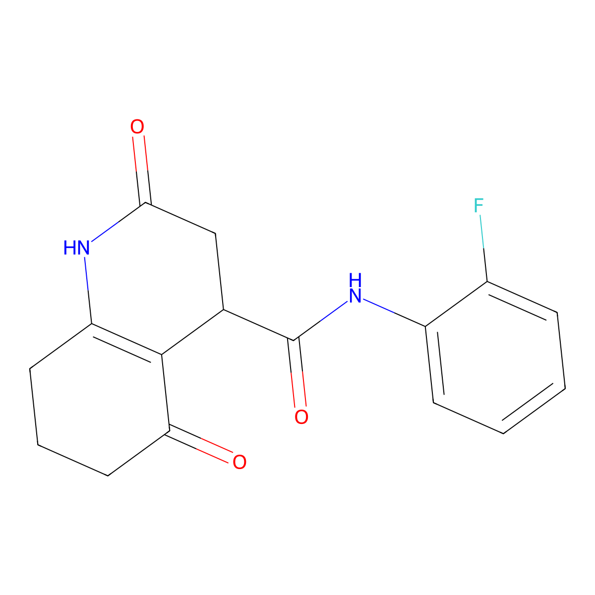 N-(2-fluorophenyl)-2,5-dioxo-1,2,3,4,5,6,7,8-octahydroquinoline-4-carboxamide molecular structure, CAS 774562-80-0