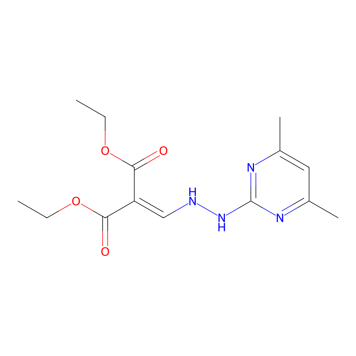 Diethyl {[2-(4,6-dimethylpyrimidin-2-yl)hydrazinyl]methylidene}propanedioate molecular structure, CAS 774562-86-6