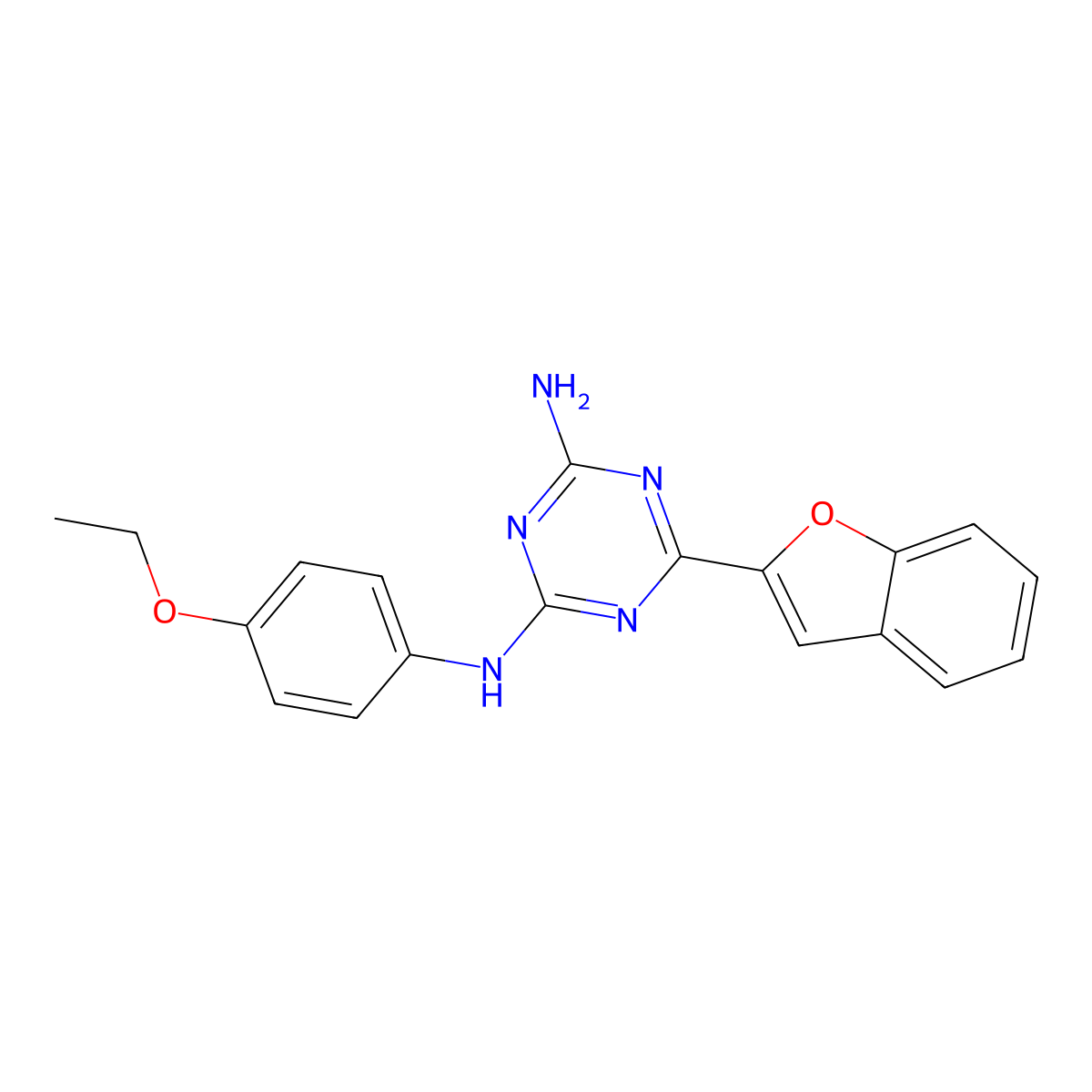 6-(1-benzofuran-2-yl)-N-(4-ethoxyphenyl)-1,3,5-triazine-2,4-diamine molecular structure, CAS 774562-88-8