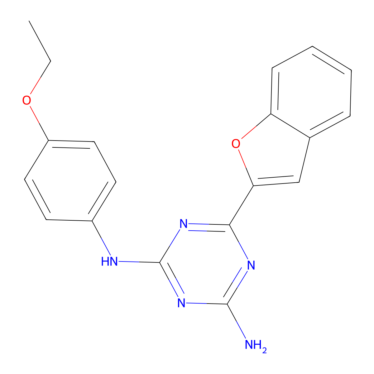 6-(1-benzofuran-2-yl)-N-(4-ethoxyphenyl)-1,3,5-triazine-2,4-diamine molecular structure, CAS 774562-88-8