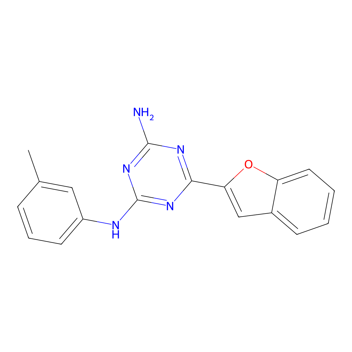 6-(1-benzofuran-2-yl)-N-(3-methylphenyl)-1,3,5-triazine-2,4-diamine molecular structure, CAS 774562-89-9