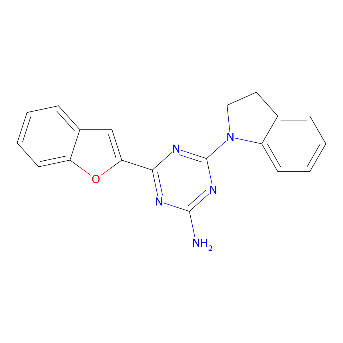 4-(1-benzofuran-2-yl)-6-(2,3-dihydro-1H-indol-1-yl)-1,3,5-triazin-2-amine molecular structure, CAS 774562-94-6
