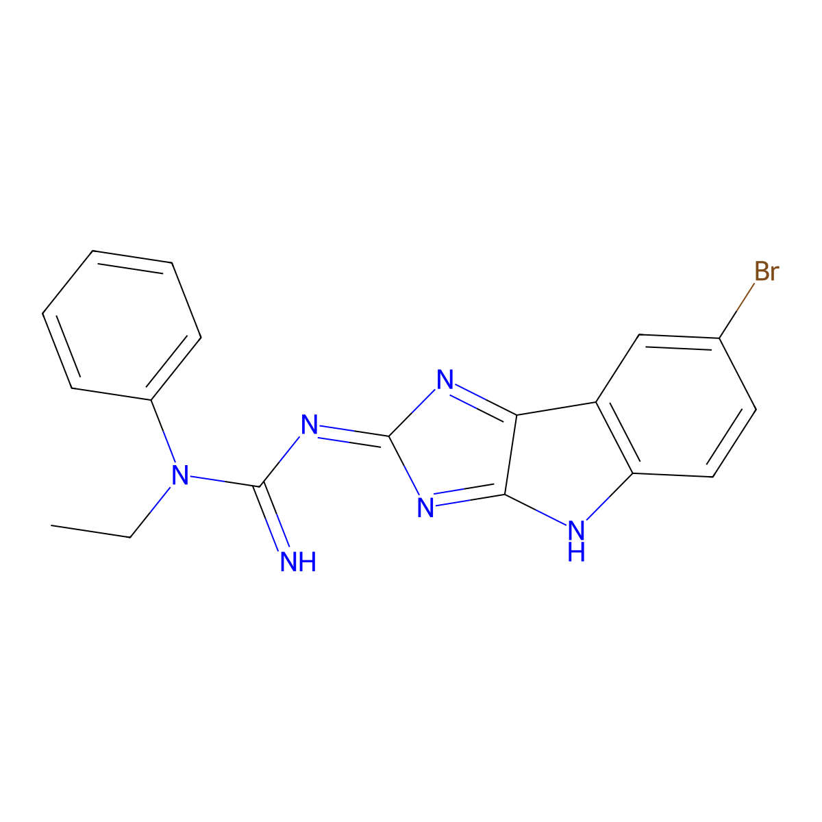 3-(7-bromo-4H-imidazo[4,5-b]indol-2-ylidene)-1-ethyl-1-phenylguanidine molecular structure, CAS 774562-95-7