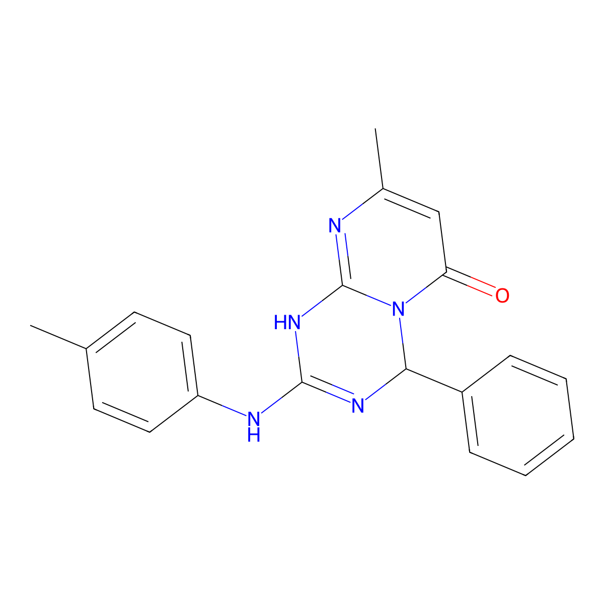 8-methyl-2-[(4-methylphenyl)amino]-4-phenyl-1,4-dihydro-6H-pyrimido[1,2-a][1,3,5]triazin-6-one molecular structure, CAS 774562-99-1