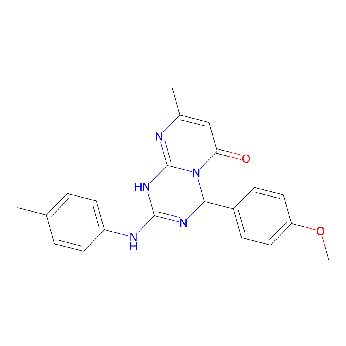 4-(4-methoxyphenyl)-8-methyl-2-[(4-methylphenyl)amino]-1,4-dihydro-6H-pyrimido[1,2-a][1,3,5]triazin-6-one molecular structure, CAS 774563-03-0