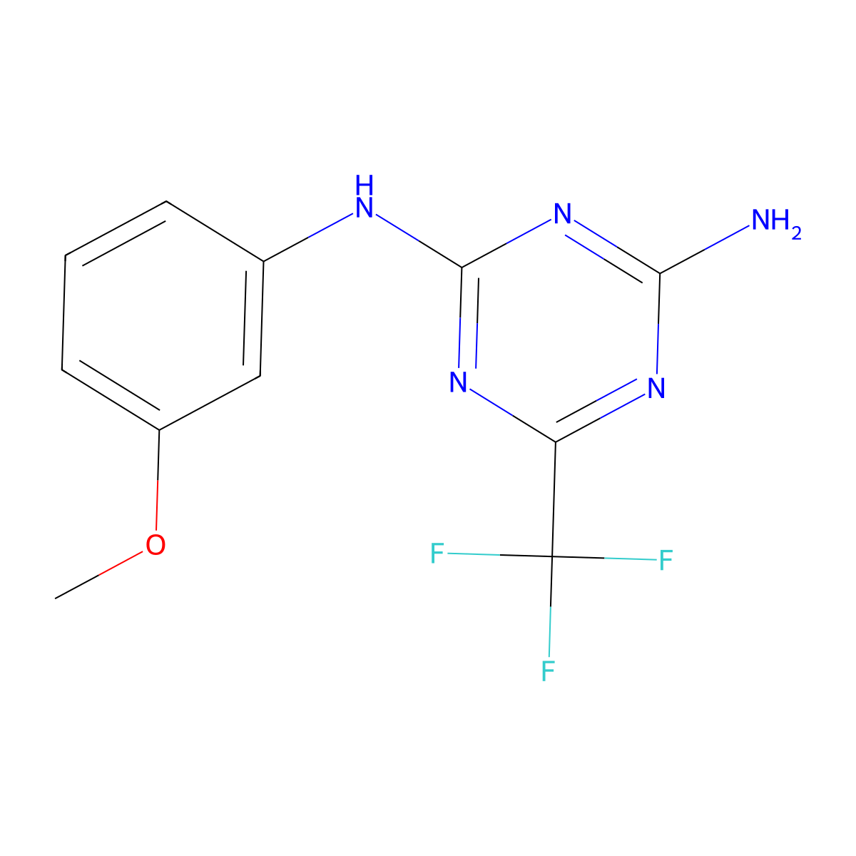 N-(3-methoxyphenyl)-6-(trifluoromethyl)-1,3,5-triazine-2,4-diamine molecular structure, CAS 774563-06-3