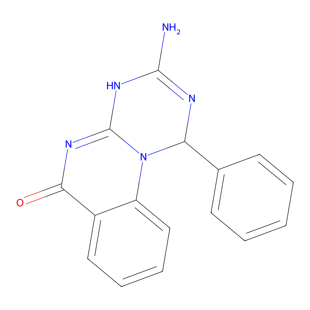 3-amino-1-phenyl-1,4-dihydro-6H-[1,3,5]triazino[1,2-a]quinazolin-6-one molecular structure, CAS 774563-21-2