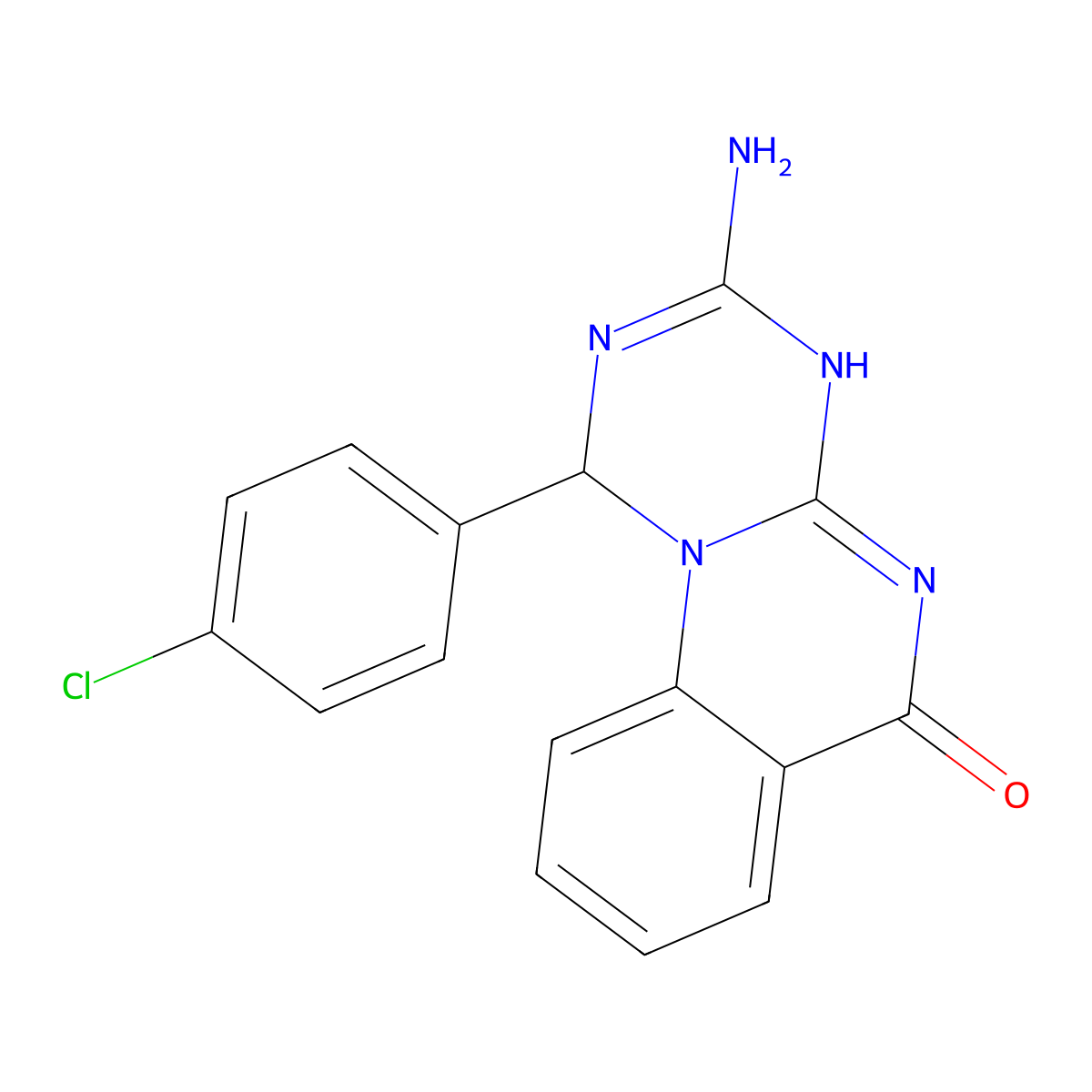 3-amino-1-(4-chlorophenyl)-1H-[1,3,5]triazino[1,2-a]quinazolin-6-ol molecular structure, CAS 774563-23-4