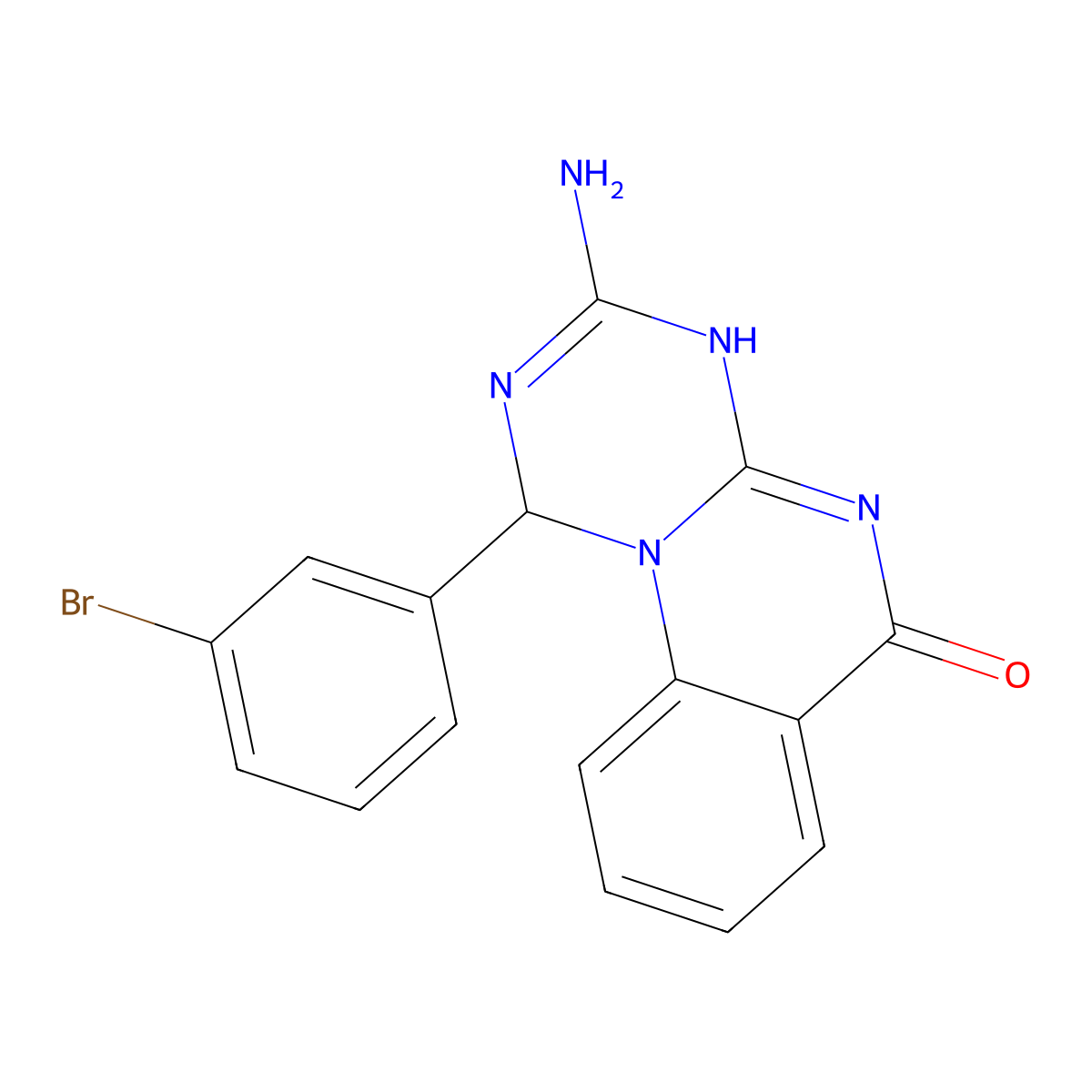 3-amino-1-(3-bromophenyl)-1,4-dihydro-6H-[1,3,5]triazino[1,2-a]quinazolin-6-one molecular structure, CAS 774563-26-7
