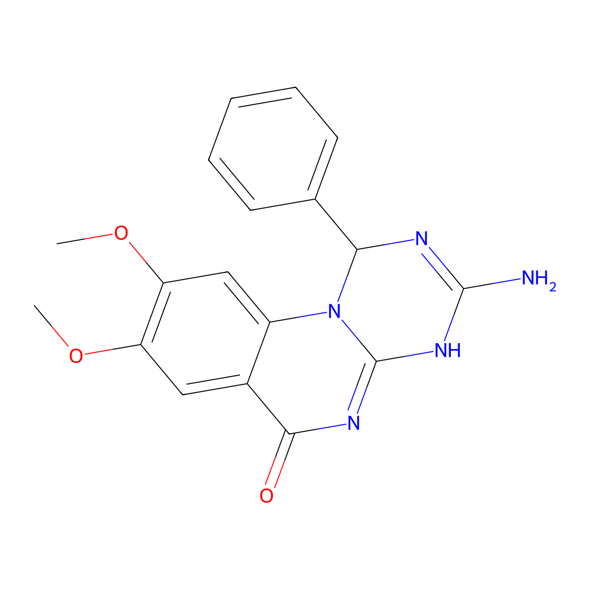 3-amino-8,9-dimethoxy-1-phenyl-1H-[1,3,5]triazino[1,2-a]quinazolin-6-ol molecular structure, CAS 774563-27-8