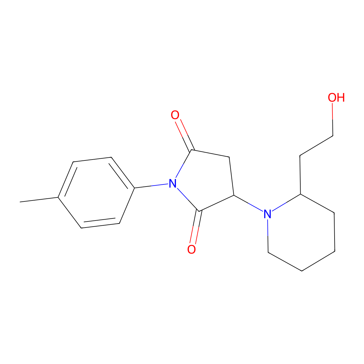 3-[2-(2-Hydroxyethyl)piperidin-1-yl]-1-(4-methylphenyl)pyrrolidine-2,5-dione molecular structure, CAS 774563-42-7